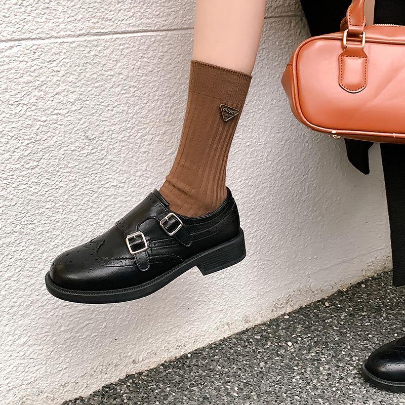 Grape mother same leather engraved retro platform loafers 2025 early spring new Oxford British style small leather shoes