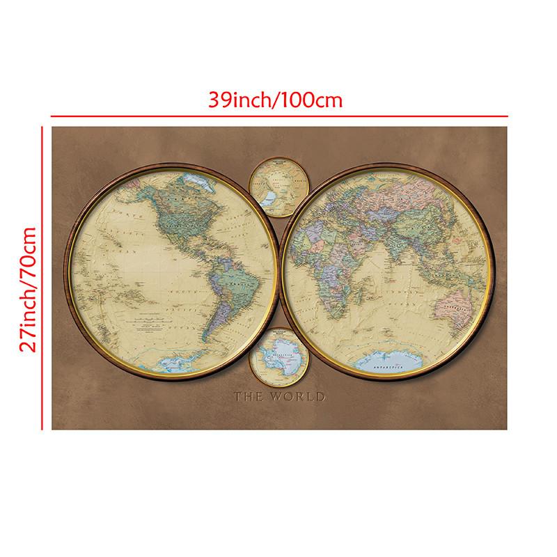 Vintage The World Map Posters and Prints Wall Art Pictures Painting for Office,Home Decoration