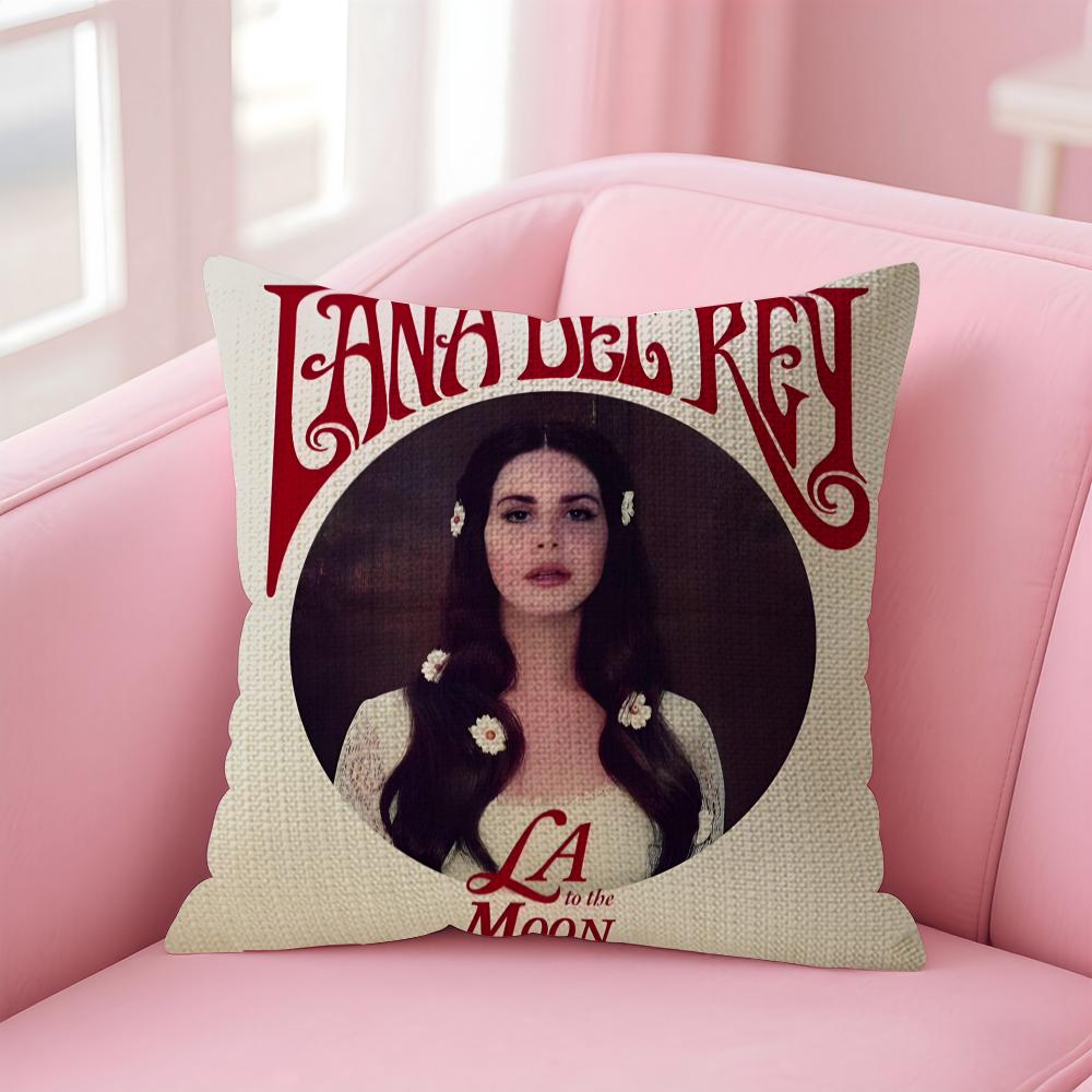 Singer L-Lana Del Rey Cushion Cover Natural Linen Pillow Case Double-Sided Print Decorative Sofa Pillowcase Home Decor Gift
