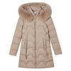Winter new thin big fur collar hooded padded jacket medium and long down padded jacket women's waist foreign style padded jacket tide
