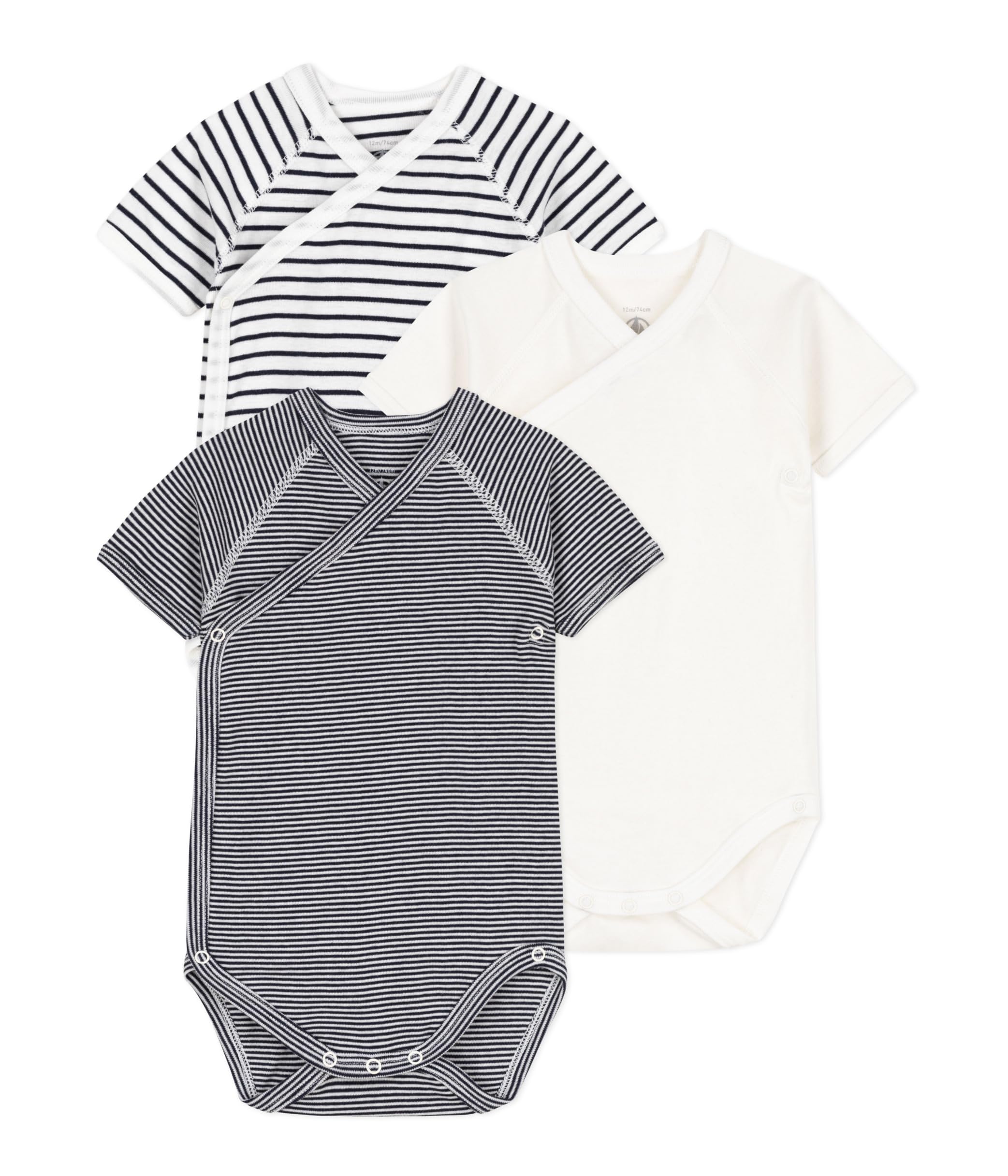 

Short Sleeve Matching Body Set of 3 A097H Color 1 1 Month 54cm [Petit Bateau] Marinière
