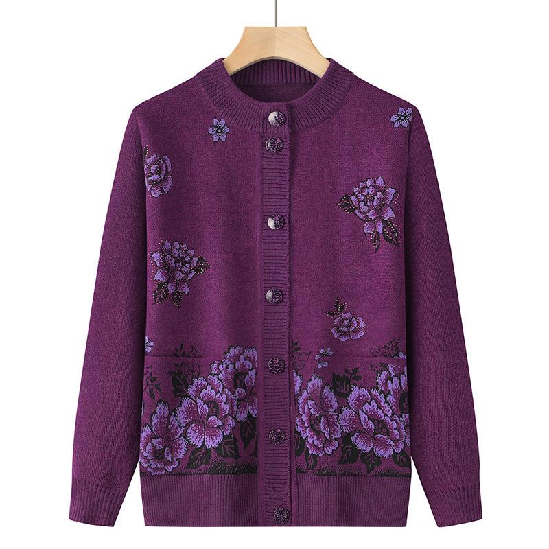 Female Spring and Fall Loose and Cozy Round Neck Cardigan Sweater 4XL