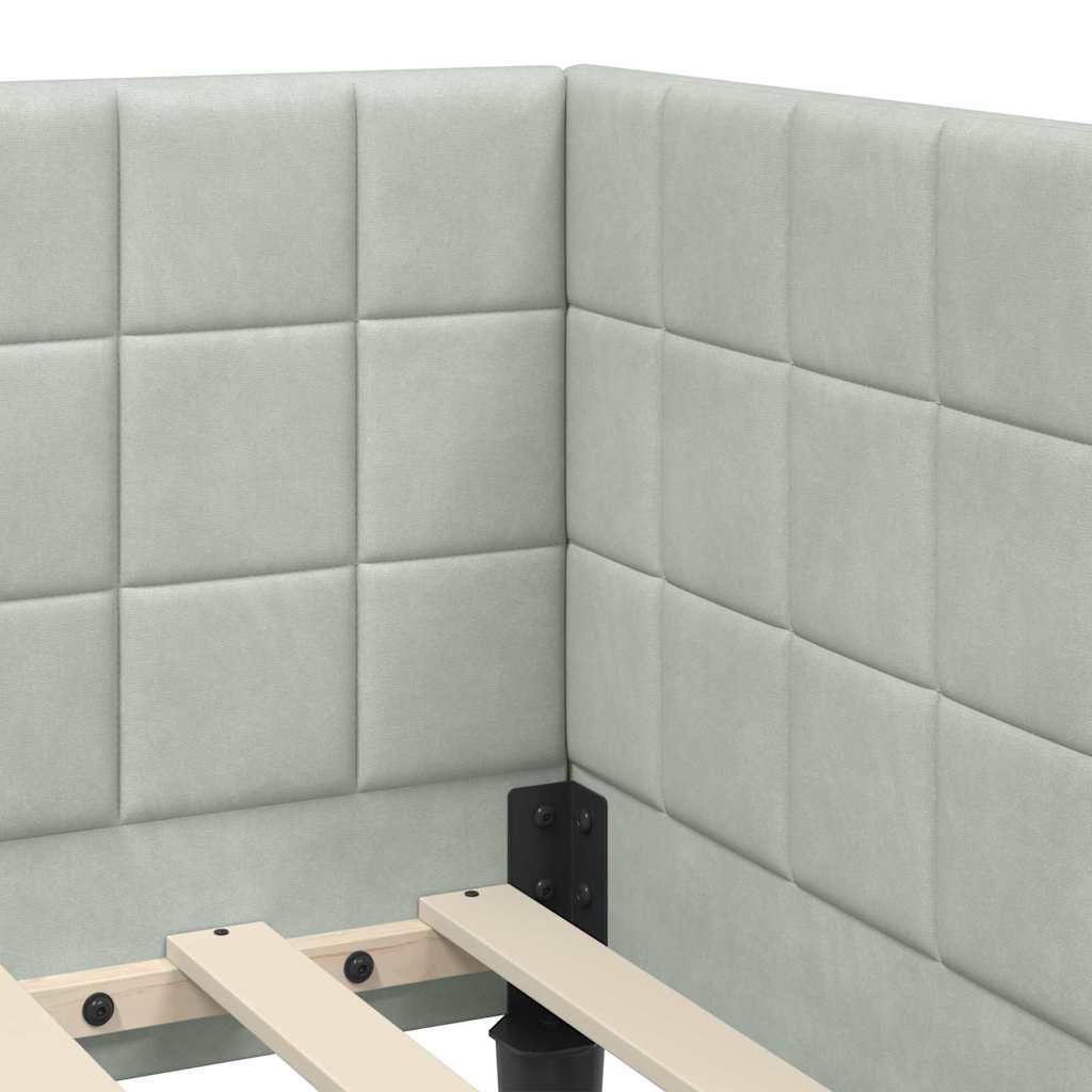 Corner Bed Frame with Headboard Light Grey 80 Cm X 200 Cm Velvet