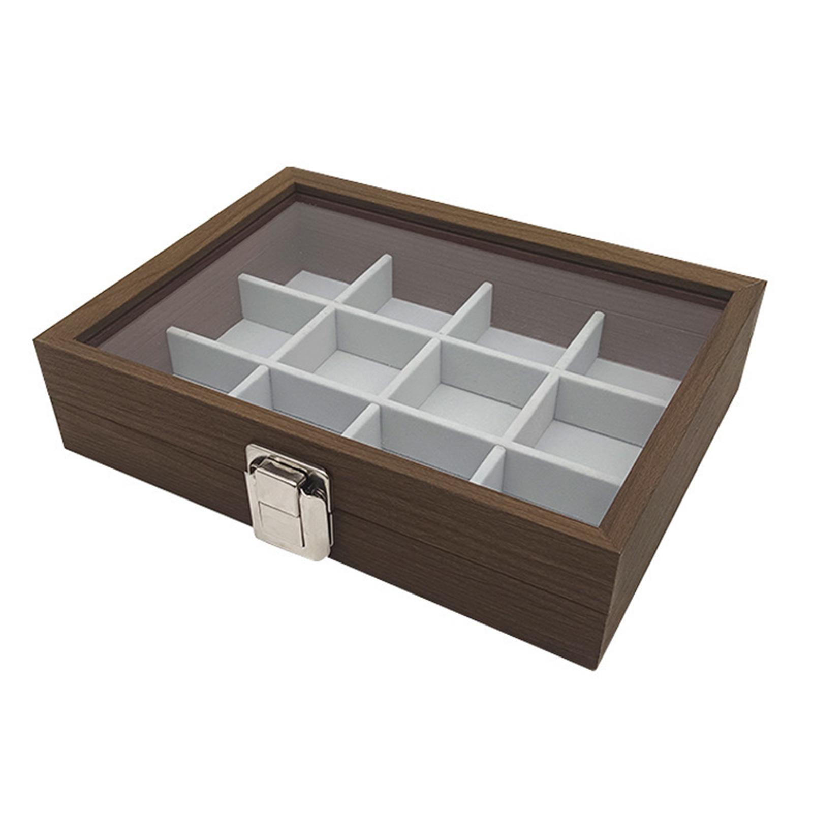 

Elegant Walnut Wood Ring Display Box Jewelry Organizer with 8/12/24 Slots Soft Velvets Lining Nail Art Storage Container 12