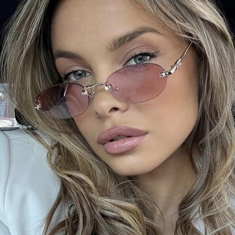 Retro Oval Frameless Sunglasses: 2025 Trendy European & American Style for a Chic Look