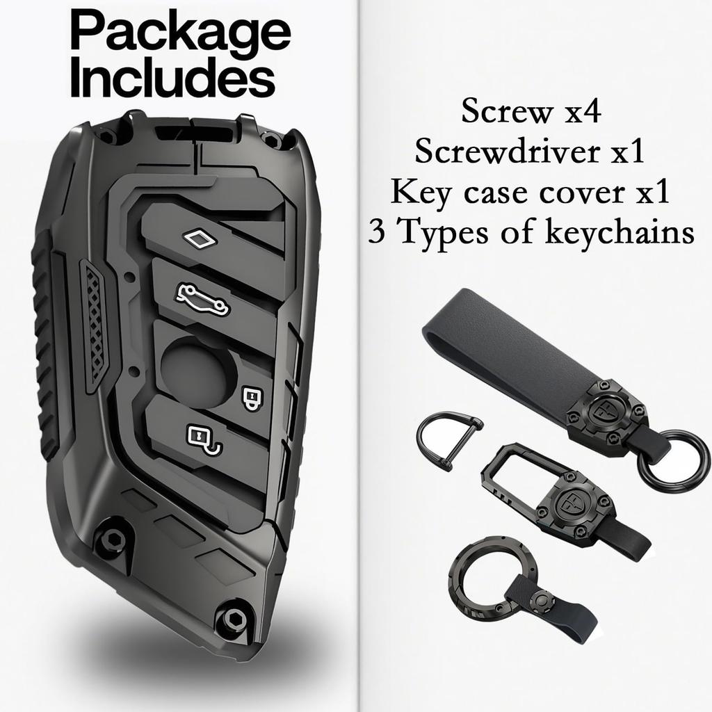 Zinc Alloy Key Fob Cover Case Metal Shell Cover Compatible For BMW 5 6 7 Series 530 F48 X1 X2 X3 X4 X5 X6 Key Protector With 3 Types Keychain