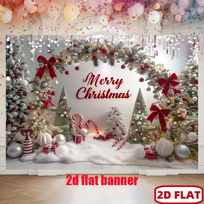 1Pcs Christmas Candy Cane Tinsel Snow Decoration Background Winter Backdrop For Photo Studio Photo Booth Party