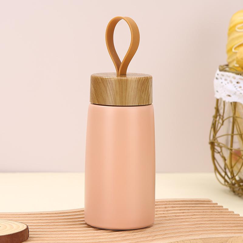 

Mini Pocket Thermos Cup with Wood Grain Lid, 304 Stainless Steel 280ml розовый