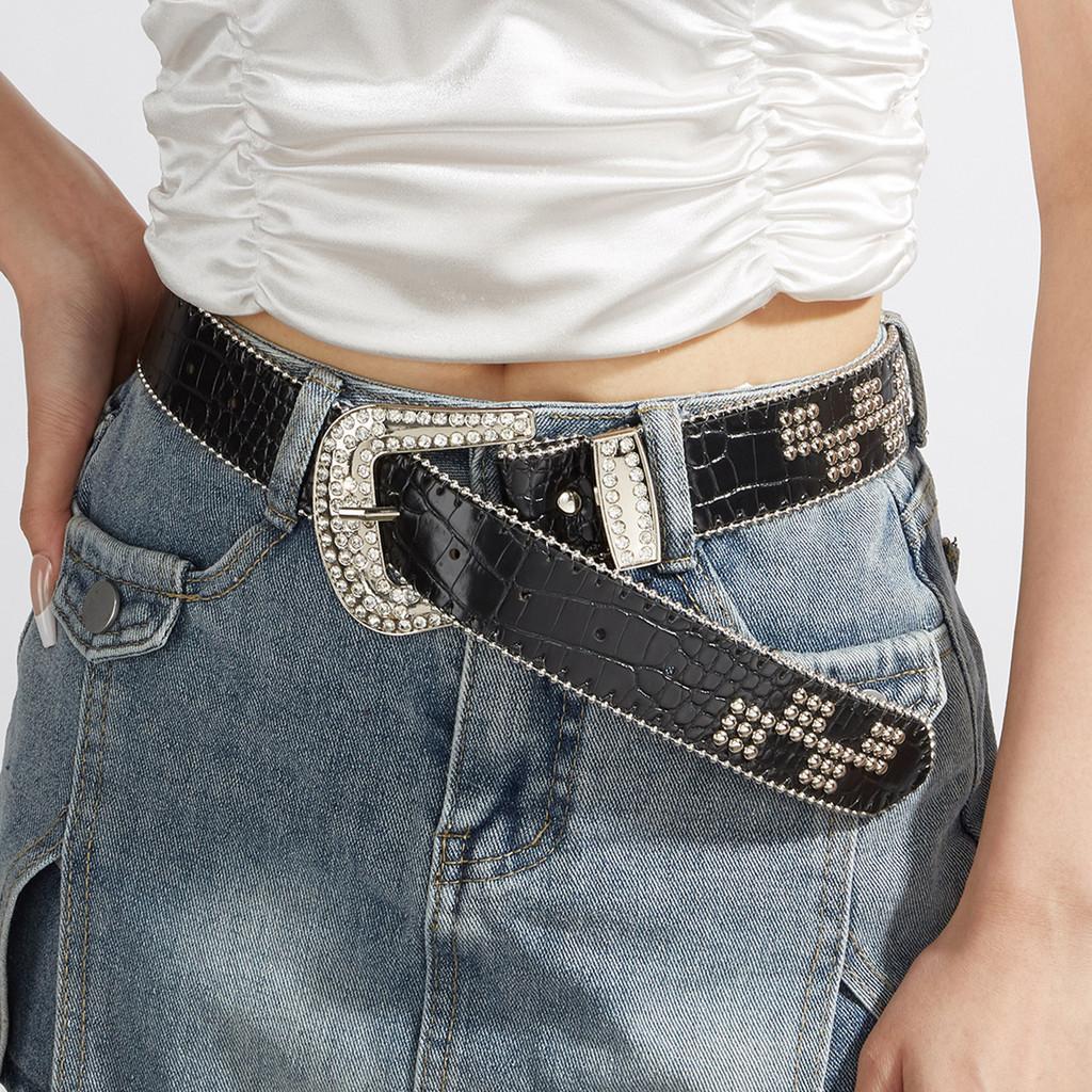 Style Pu Leather Belt With Starry Compass Buckle For Casual Youth Fashion
