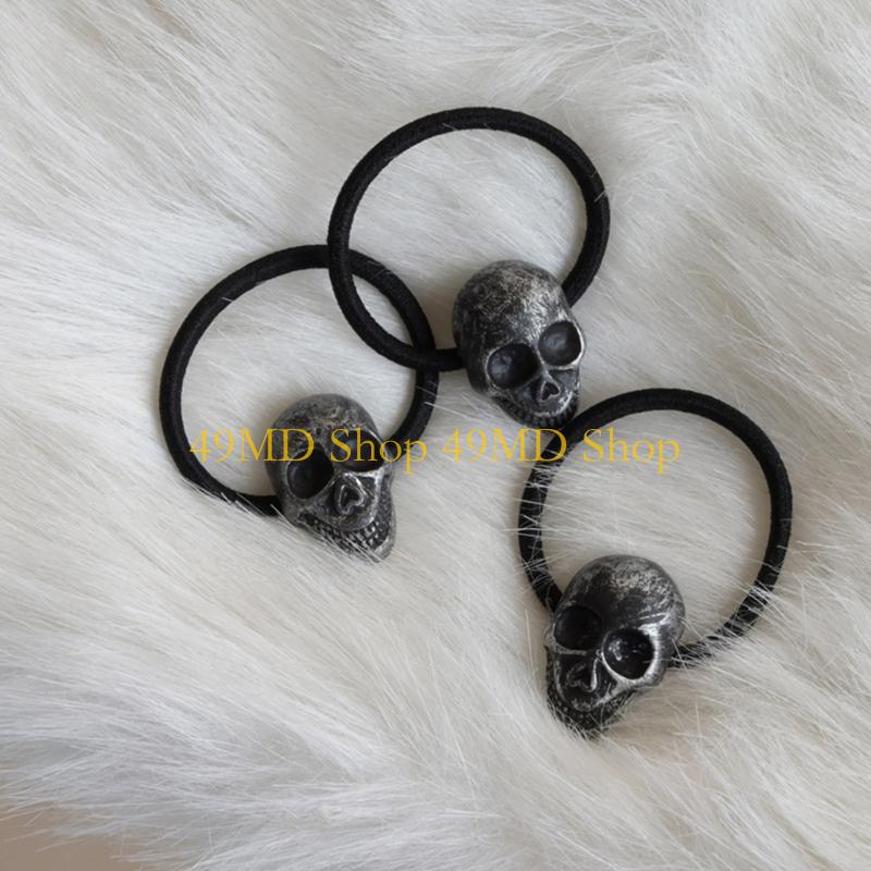 49MD Halloween Skull Hair Rope for Adult Female Punk Skull Head Hairband Festival Party Hair Band Women Hair Accessories