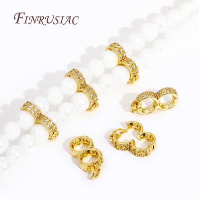 Pearl Enhancer Clasps 18K Gold Plated Inlay Zircon Necklace Shortener Clasps Connectors for DIY Bracelet Jewelry Making Supplies
