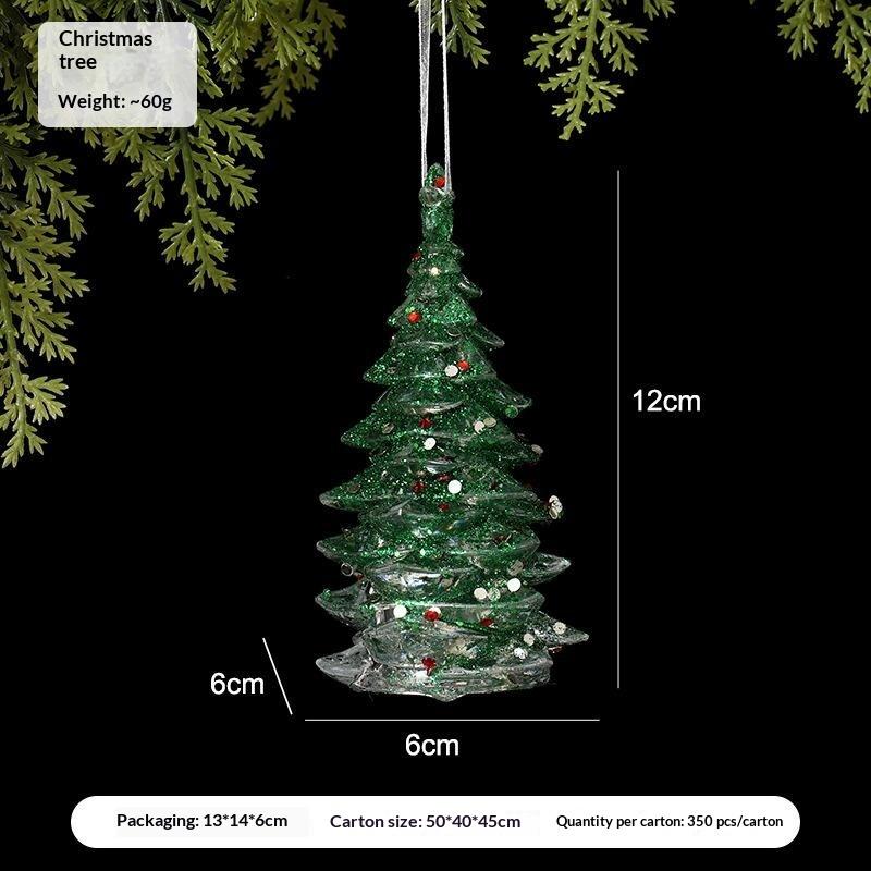 Green Glitter Christmas Hanging Ornament Sparkling Reindeer/High Heel/Tree /Snowflake Designs Pendants With Ribbon Decor