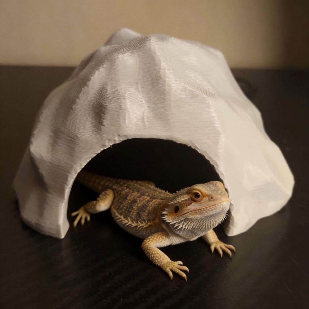 Plastic 3D Printed Reptile Shelter Realistic Artificial Reptile Habitat Stable Hidden Cave Shelter Aquarium Decoration