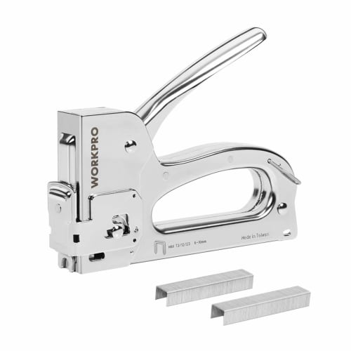 

WORKPRO Staple Gun, Hand Stacker, Made in Taiwan, Cable Stacker with Handle Lock, 3-in-1 Design, Includes 200 Replacement Staples, for Woodworking, DI
