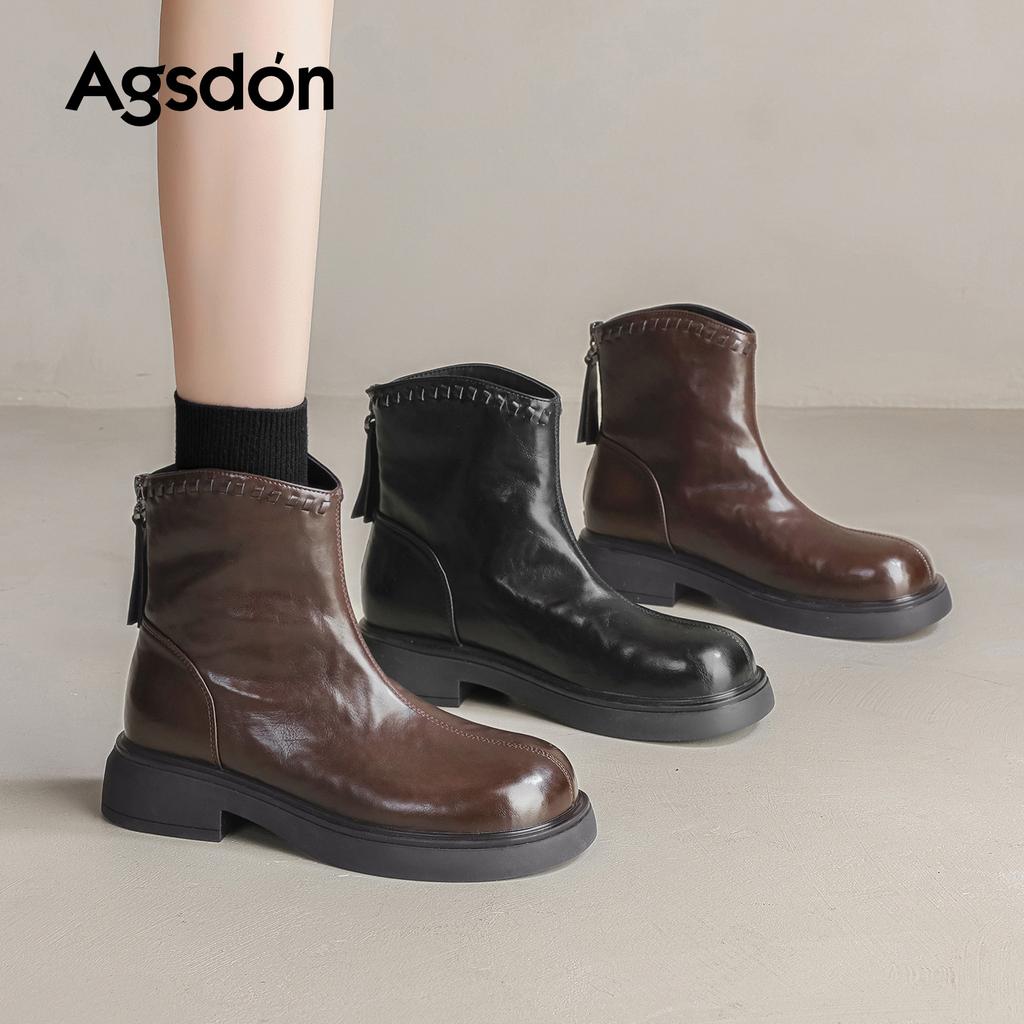 Augustine brown Martin boots new winter French thin boots thick-soled Maillard velvet short boots