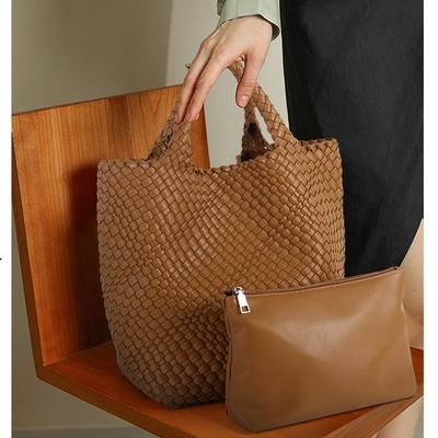 Woven Tote Bags Women Leather Large Shoulder Bags Casual Female Bag Handmade