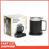 Aquecedor de Caneca de Café e Carregador Sem Fio 2 EM 1 com Caneca e Tampa Temperatura Constante 55℃/131℉ Aquecedor de Caneca para Bebidas de Aço Inoxidável