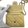 Chanel Compact Wallet Card with Chain Matrasse Lambskin Coin Case Yellow Lambskin Women Used