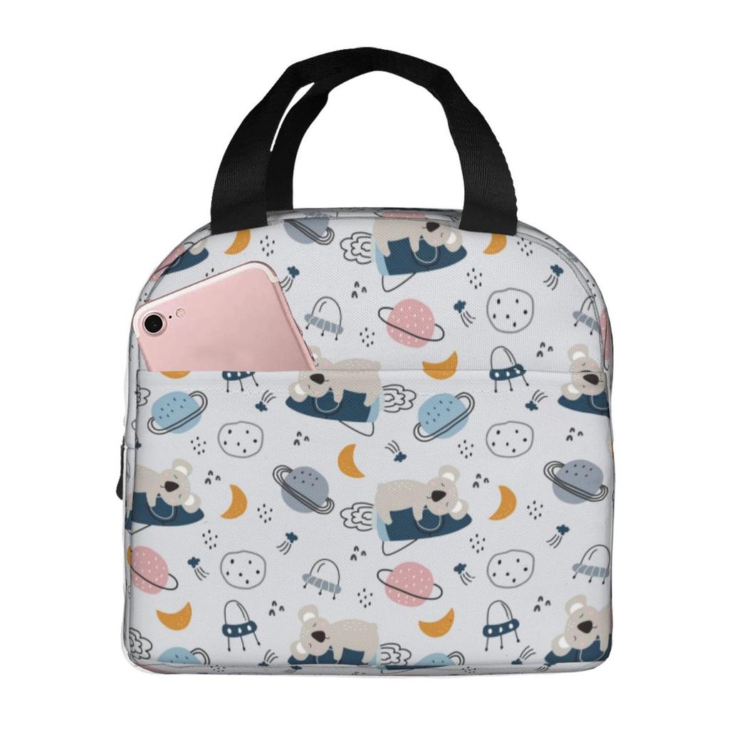 Cute Koalas Astronaut In Space Insulated Lunch Bag for Kids School Cooler Thermal Food Box Tote Portable Lunch Boxes Container
