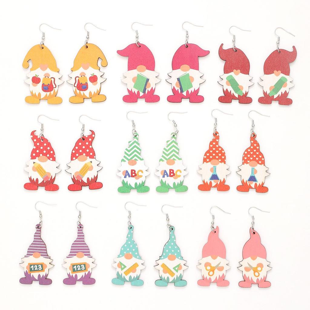 Teacher's Day Apple Pencil & Rocket Book Earrings with School Elements