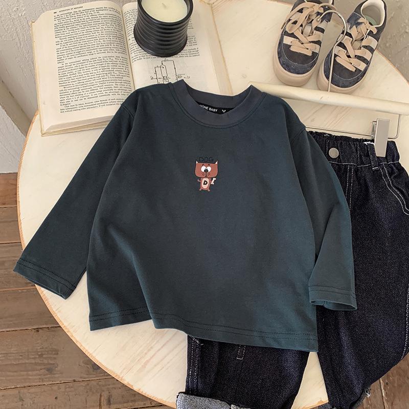 

Children s Cartoon Long Sleeve Cotton T-Shirt - Fashionable and Versatile for Baby and Toddler, Boys and Girls, Spring and Autumn 110 cm темно-сірий