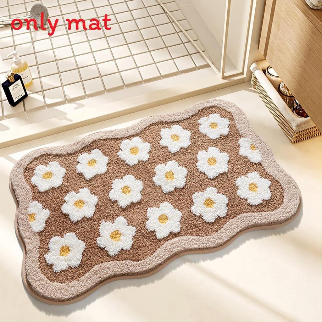 Sweet Flower Pattern Plush Absorbent Floor Mat Carpet For Home