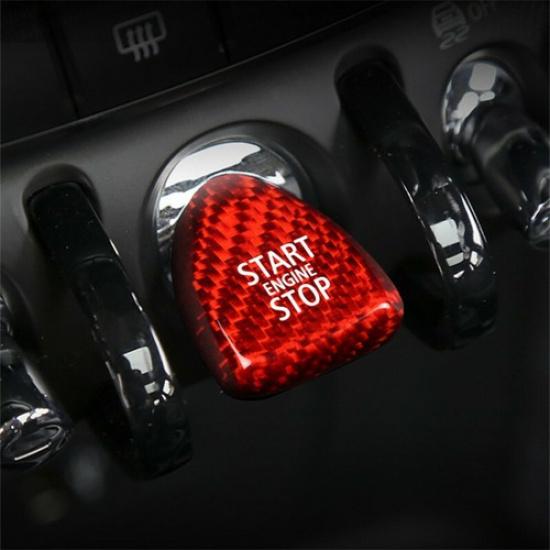 Luxury Red Carbon Fiber Car Start Button Cover Sticker For BMW Mini F55 F56 F57
