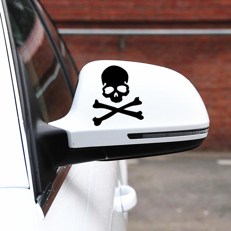 Car Stickers Hazard Warning Skulls Crossbones Reflective Decoration For Rearview Mirrors Windshield Bumper Trunk Motorcycle