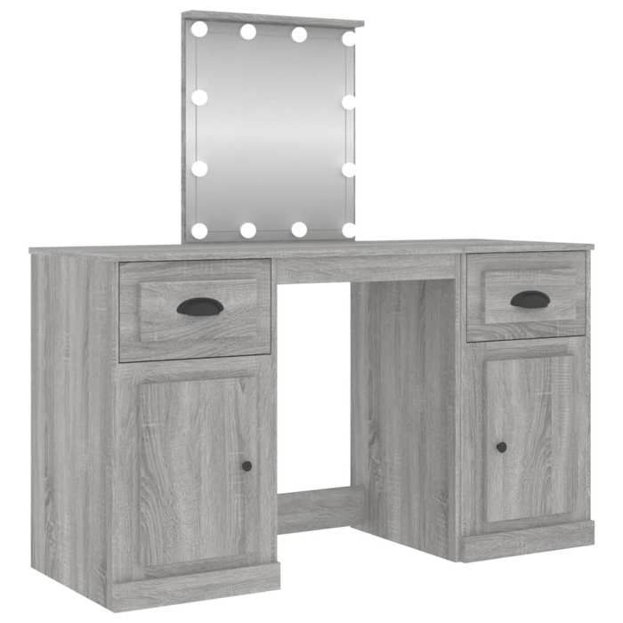 VidaXL Coiffeuse avec LED, Table Cosmétique avec Miroir et Tiroir, Bureau de Maquillage Chambre à Coucher, Moderne, Sonoma 3185349