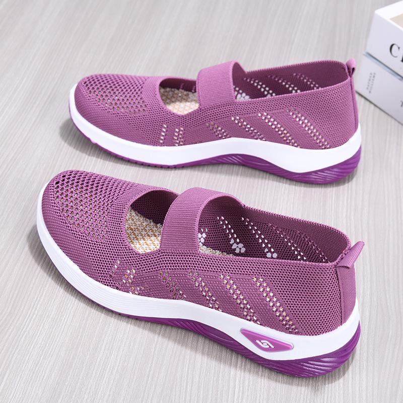 Women's Summer Lightweight Breathable Cloth Walking Shoes for Middle-aged and Elderly