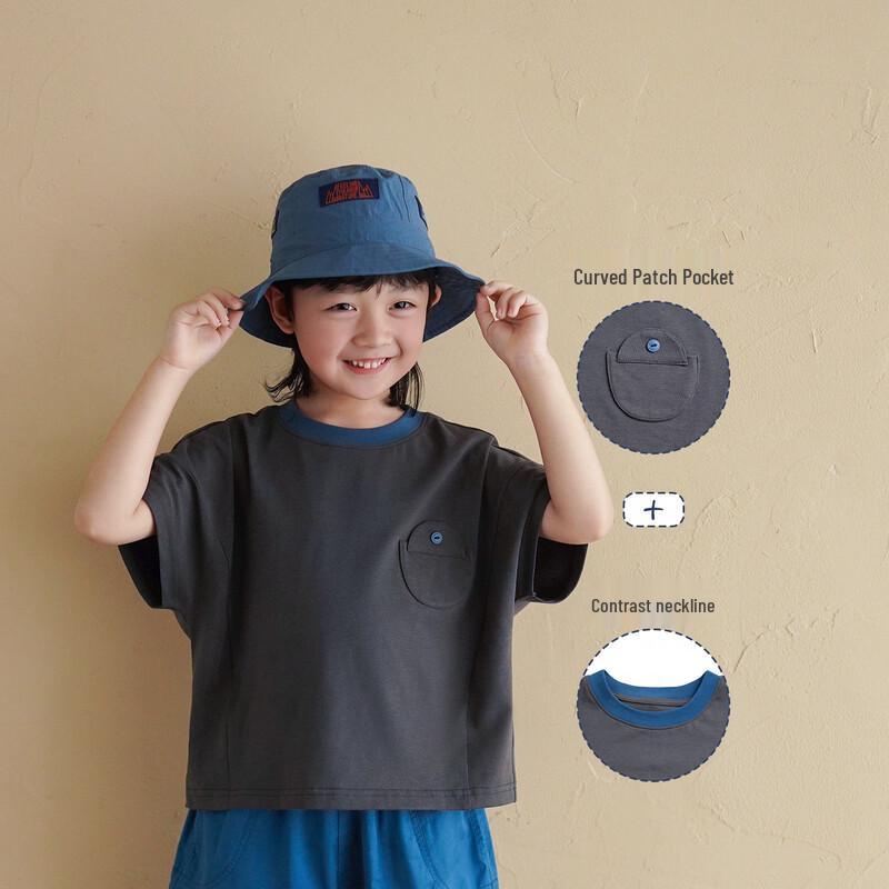 

Kids Pure Cotton Color-Block Short Sleeve T-Shirt 80