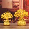 Exquisite Lucky-Tree Chinese Feng Shui Money Tree Desktop Ornament Yellow Crystal Fortune Tree Decoration for Room Shop