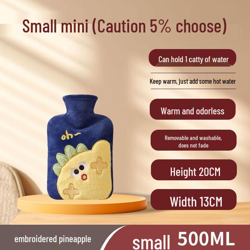 Explosion-Proof Hot Water Bottle with Cute Plush Cover - Ideal for Abdomen and Bed Warmth