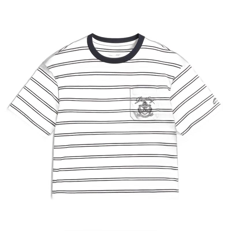 Li-Ning Women s Loose Fit Striped Cotton T-Shirt AHSW218 S