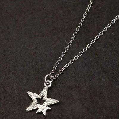 Five-pointed Star Necklace, Sparkling Rhinestone Stars Pendant Necklace, Adjustable Dainty Necklace Jewelry Gift for Women Girlfriend Friend