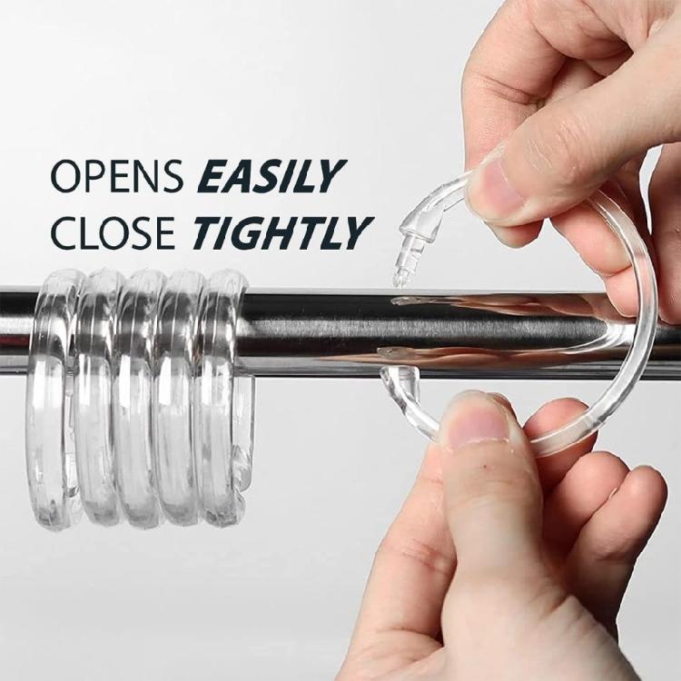 Duschvorhangringe aus Kunststoff, Duschvorhanghaken, O-Form Duschvorhanghakenringe Einfacher Schnappverschluss Duschhaken