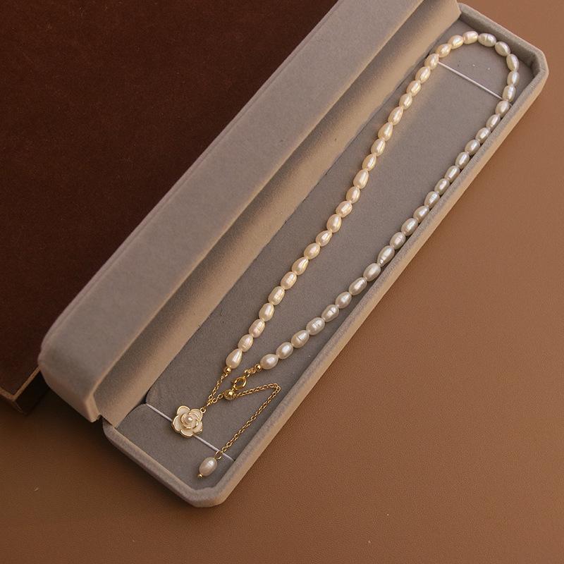 New Style Elegant Camellia Flower Natural Freshwater Pearl 14K Gold Filled Female Chain Necklace  For Women Gifts