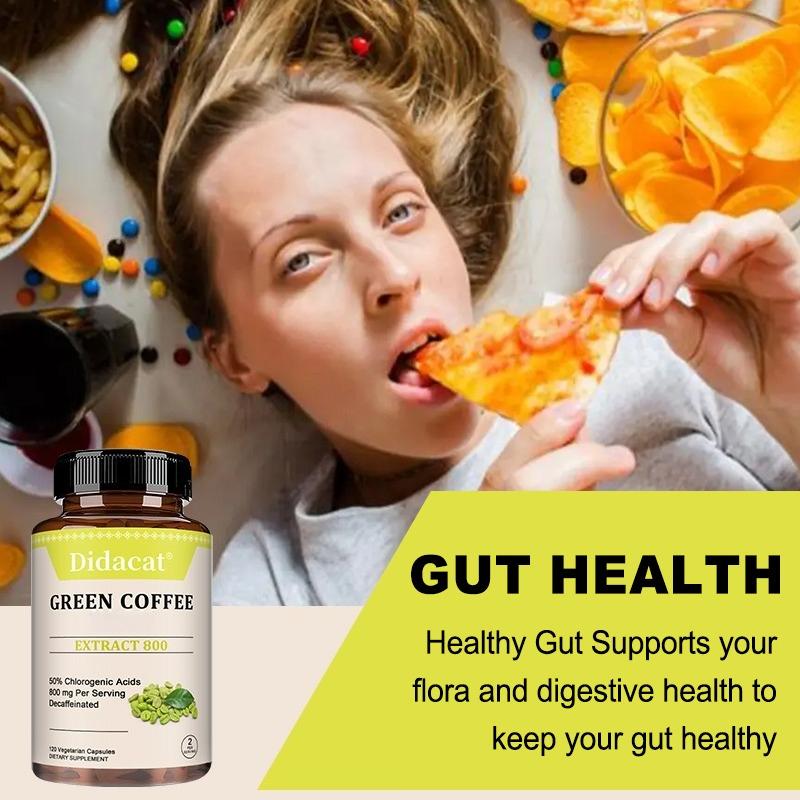 Green Coffee Bean Extract 800mg - Standardized 50% Chlorogenic Acids Supplement for Daily Metabolism & Antioxidant Support