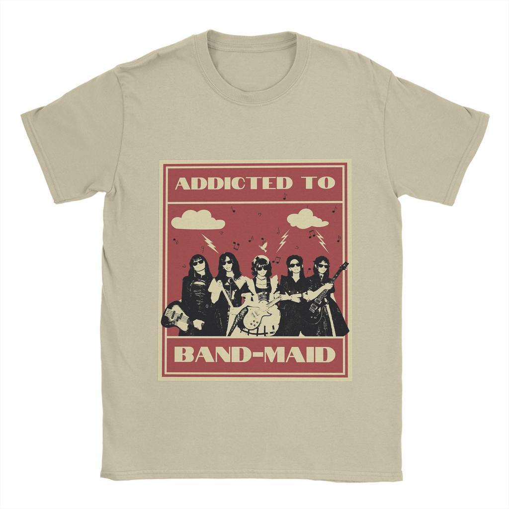 Męski T-shirt zespołu Band Maid 100% Bawełna Odzież Rekreacyjna Krótki Rękaw Okrągły Dekolt T-shirt Prezentowy