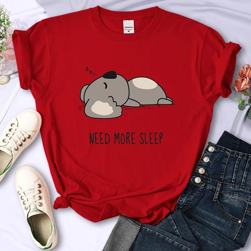 Need More Sleep Cartoons Bear Women T-Shirt Street All-math Tops Fashion Hip Hop Casual Clothing Personality Female Short Sleeve