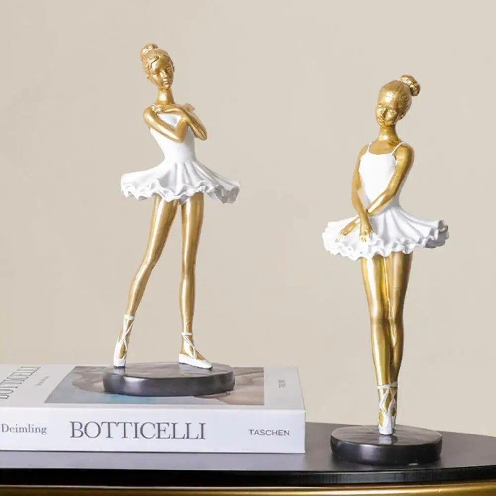 Resin Crafts Ballet Girl Ornaments Painted Abstract Art Sculpture Ballet Dancer Figurines Office
