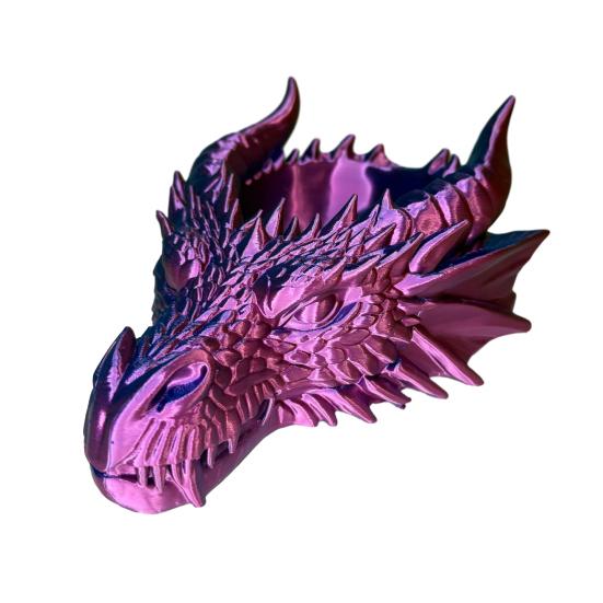 Dragon Head Storage Tray 3D Printed Gothic Table Organizer Desktop Key Jewelry Holder for Entryway Home Office Bedroom Dressing Table Nightstand