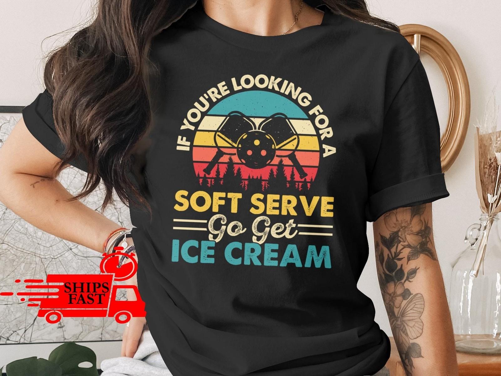 Pickleball T Shirt Comfort Colors Soft Serve Funny Ice Cream Summer Tee L