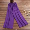Women Pants Mid Waist Loose Fit Solid Color Wide Leg Lady Trousers for Daily Wear