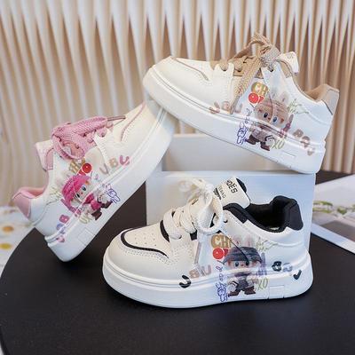 Scarpe da ginnastica in tela traspirante per bambini, comode con suole spesse, scarpe casual resistenti all'usura, design carino a cartoni animati per ragazzi e ragazze.