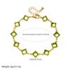High-End Olive Green Rhinestone Gold-Plated Stainless Steel Connector Set