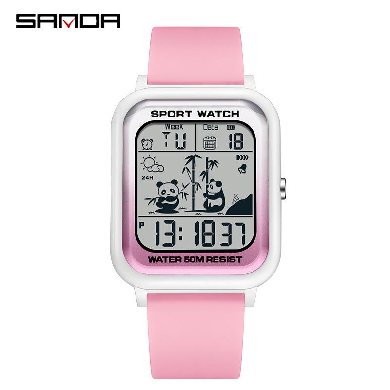 Sanda Panda Square Unisex Electronic Watch: Trendy, Cute, and Versatile Children s Wristwatch