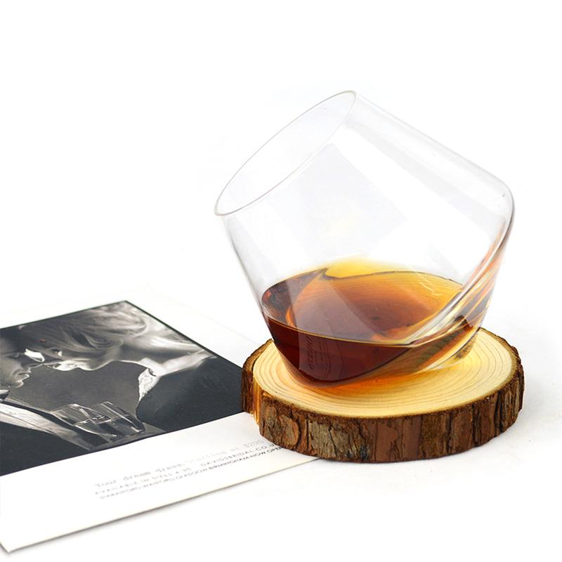 Irregular Whiskey Wine Glass Rotating High Belly Beer Whiskey Brandy Cocktail Drinking Wine Cup Tumbler Down Bar Glass