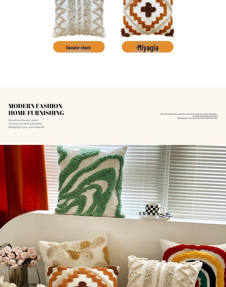 Bohemian Tassel Embroidered Throw Pillow for Living Room Sofa