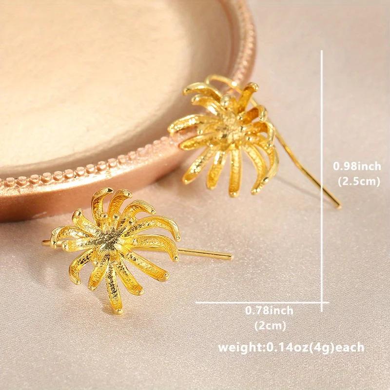Exquisite and Elegant Chrysanthemum Pendant Earrings, Fresh and Bright Flower Earrings, Women's Daily Holiday Jewelry Gifts